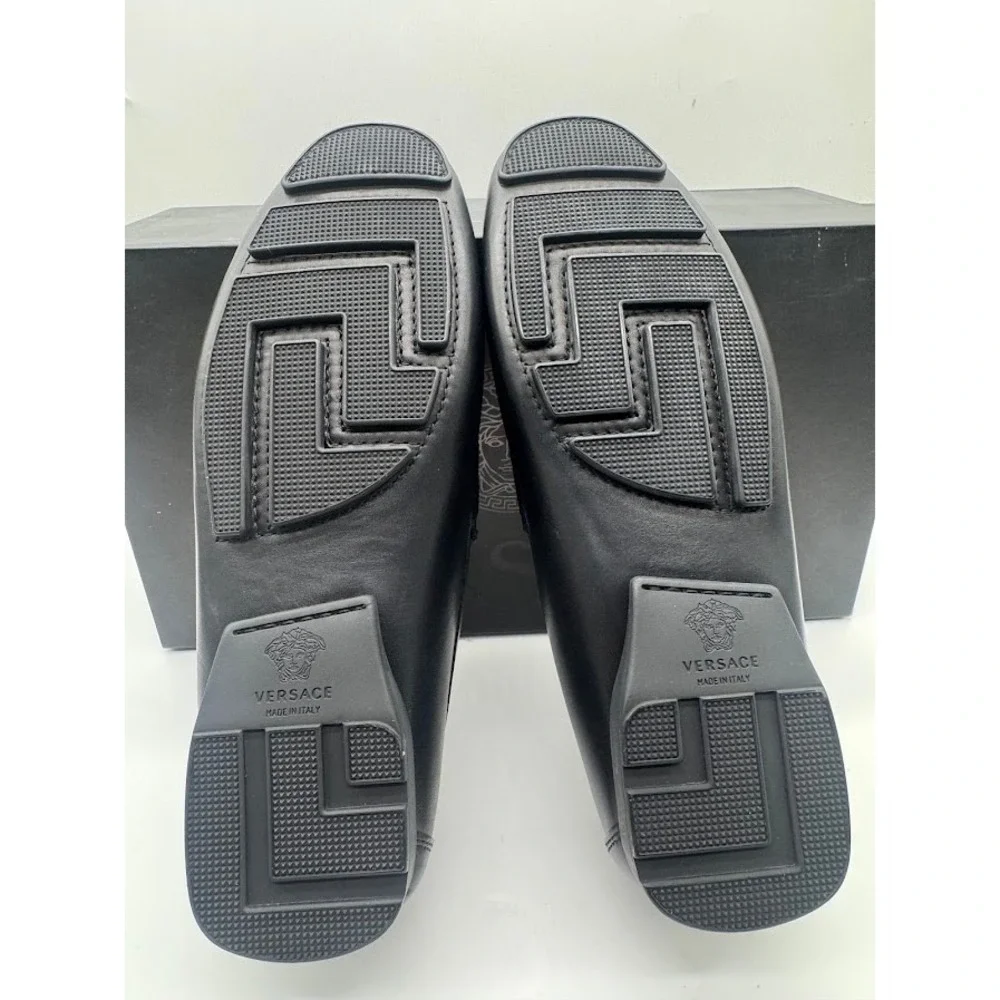 Versace Imola Medusa Leather Driver‎ Loafers Black Mens EU 39 US 6 DSU6051 NIB